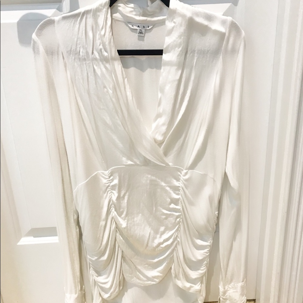 Cabi white corset-style draped top XL